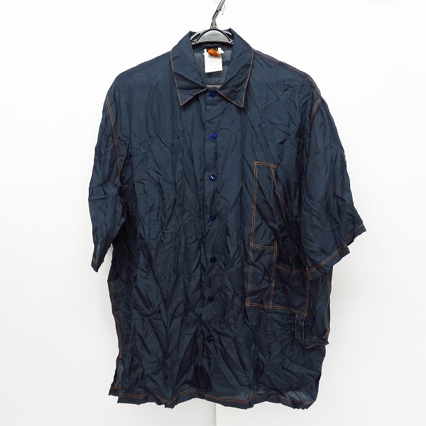 実際に弊社で買取させて頂いたJEAN PAUL GAULTIER SOLEIL/ジャンポールゴルチェ ソレイユ シルク 半袖シャツ ネイビー/L