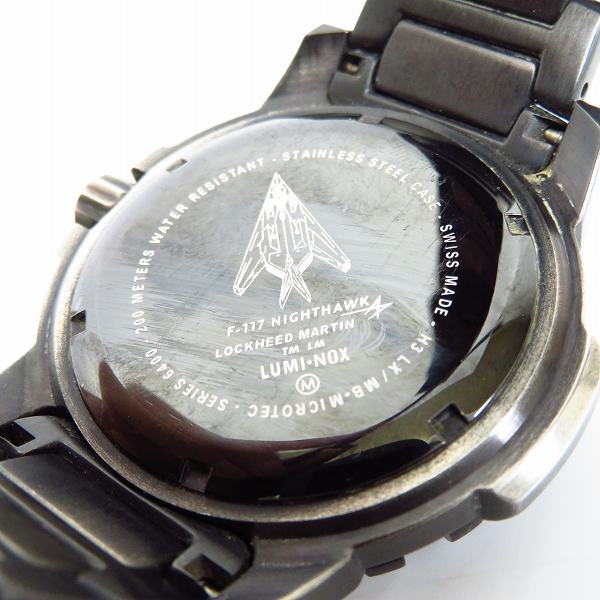 実際に弊社で買取させて頂いたLUMINOX/ルミノックス NIGHTHAWK/ナイトホーク F-117 ナイトホーク 腕時計 6400-200 【動作未確認】の画像 3枚目