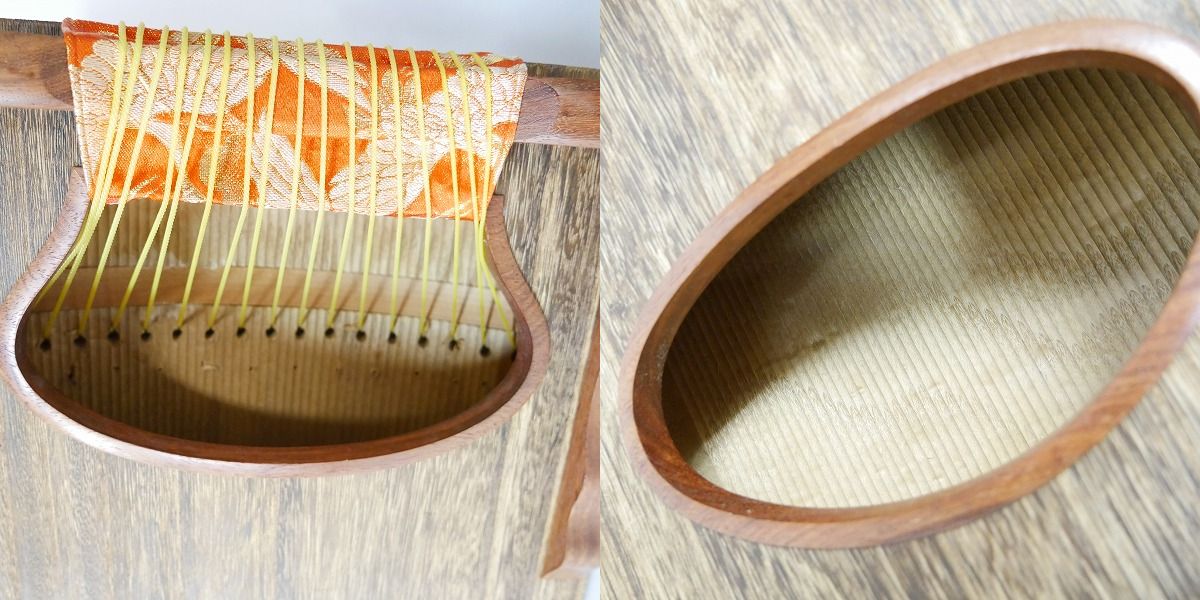 実際に弊社で買取させて頂いた★琴/箏 17弦琴 すだれ彫り 並甲 和楽器 猫足/台/ケース付きの画像 5枚目