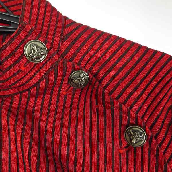 実際に弊社で買取させて頂いたJEAN PAUL GAULTIER/ジャンポールゴルチェ ショルダーボタン ストライプ ジップ ブルゾン レッド 48の画像 5枚目
