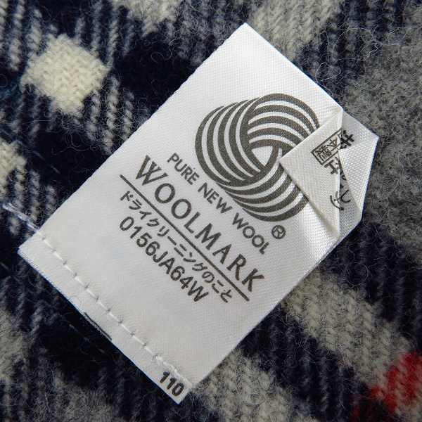 実際に弊社で買取させて頂いたBURBERRY/バーバリー ホースロゴ刺繍 ウール100% チェック柄 マフラー/大判ストールの画像 5枚目