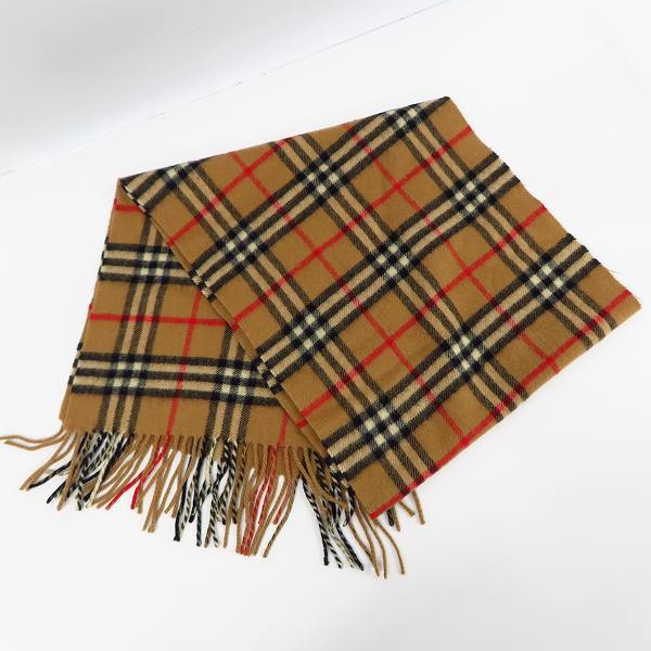 実際に弊社で買取させて頂いたBURBERRY LONDON/バーバリーロンドン カシミア100% イングランド製 チェック柄 マフラーの画像 2枚目