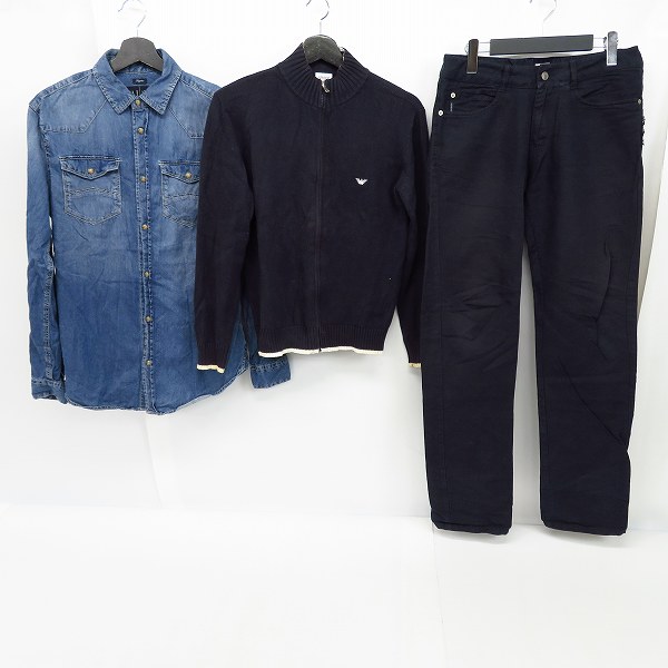 実際に弊社で買取させて頂いたARMANI JEANS/アルマーニジーンズ ARMANI TEEN/アルマーニティーン ウェスタンシャツ/パーカー/パンツ等 7点セットの画像 2枚目