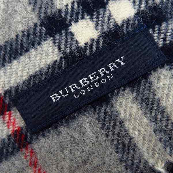 実際に弊社で買取させて頂いたBURBERRY/バーバリー ホースロゴ刺繍 ウール100% チェック柄 マフラー/大判ストールの画像 4枚目