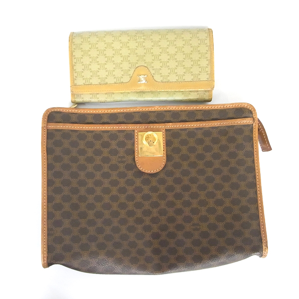 実際に弊社で買取させて頂いたCELINE/セリーヌ マカダム柄 クラッチバッグ/長財布 2点セット