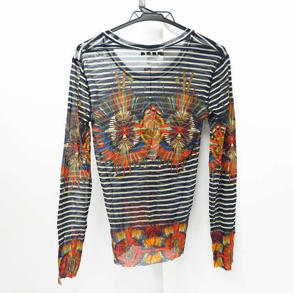 実際に弊社で買取させて頂いたJEAN PAUL GAULTIER SOLEIL/ジャンポールゴルチェ ソレイユ パワーネット プリント ボーダー 長袖 カットソー Sの画像 1枚目
