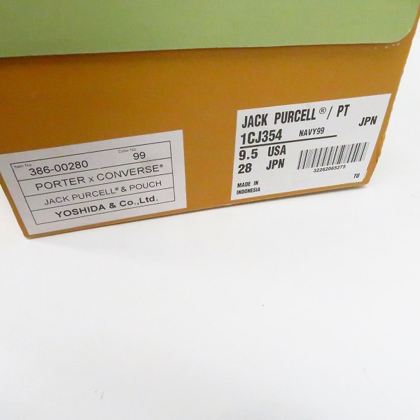 実際に弊社で買取させて頂いたCONVERSE×PORTER/コンバース×ポーター JACK PURCELL/ジャックパーセル スニーカー 1CJ354/28の画像 7枚目