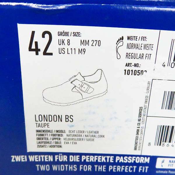 実際に弊社で買取させて頂いた【未使用】BIRKENSTOCK/ビルケンシュトック LONDON BS TAUPE ロンドン スウェード/27.0 の画像 8枚目