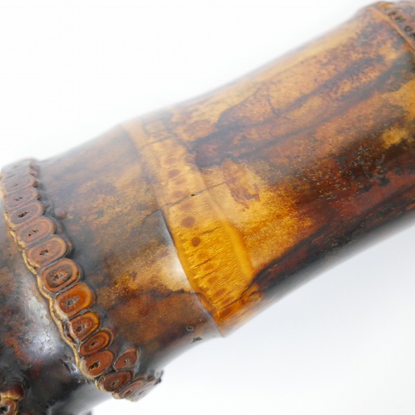 実際に弊社で買取させて頂いた【ジャンク】琴古流 尺八 容山銘 二つ印 金縁歌口 中継ぎ銀三線籐巻き 和楽器 約52cmの画像 8枚目
