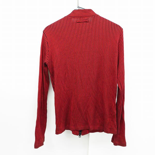 実際に弊社で買取させて頂いたJEAN PAUL GAULTIER/ジャンポールゴルチェ ショルダーボタン ストライプ ジップ ブルゾン レッド 48の画像 1枚目