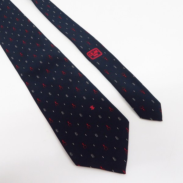 実際に弊社で買取させて頂いたCELINE/セリーヌ ロゴ総柄 シルクネクタイの画像 2枚目