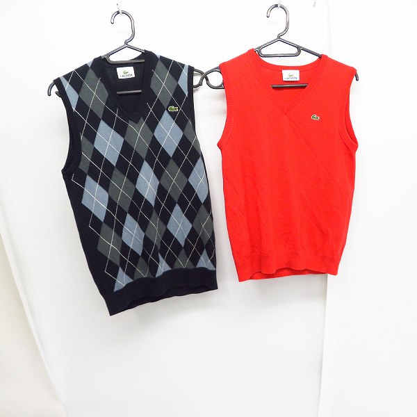 実際に弊社で買取させて頂いたLACOSTE/ラコステ ワンポイントロゴ ニットベスト size：2/40 2点セット