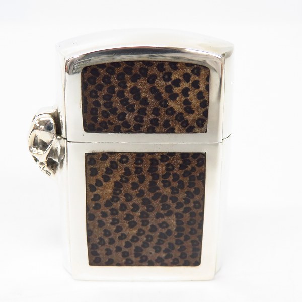 実際に弊社で買取させて頂いた【ギャラ付】GHOST by STANLEY GUESS/ゴーストbyスタンリーゲス ZIPPO スカルヒンジ レオパードウッドインレイ
