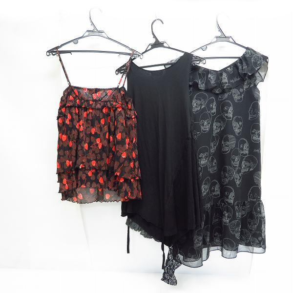 実際に弊社で買取させて頂いたHYSTERIC GLAMOUR/HYSTERICS/ヒステリックス チェリー Lick me スカル キャミソールワンピース/F/3点セットの画像 1枚目