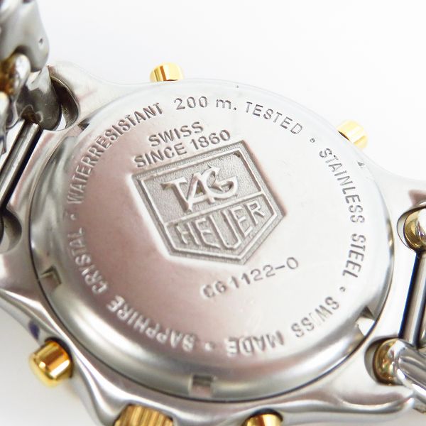 実際に弊社で買取させて頂いた【ジャンク/機械不良品】TAG HEUER/タグ・ホイヤー セルシリーズ アイルトン・セナモデル  クロノグラフ クォーツ腕時計 CG1122の画像 3枚目