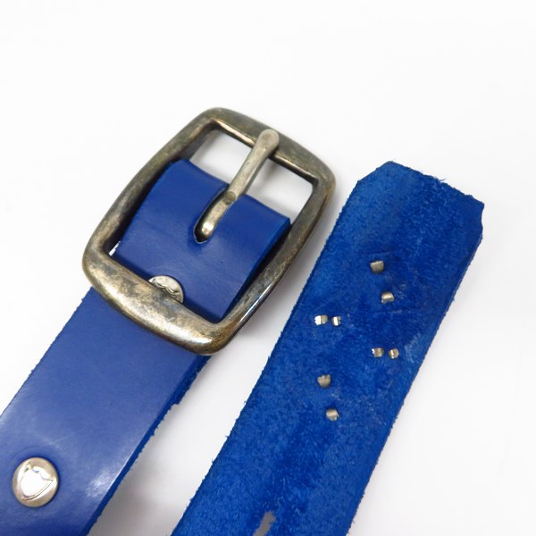 実際に弊社で買取させて頂いたHTC/Hollywood Trading Company/エイチティーシー スタッズ レザーベルト ブルー/青 Size：36の画像 1枚目