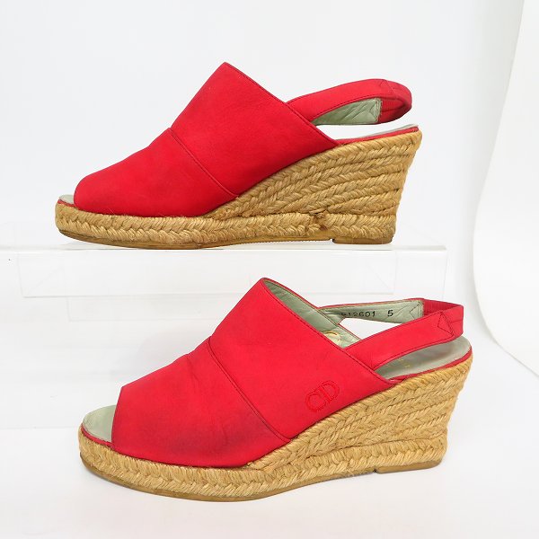 実際に弊社で買取させて頂いたChristian Dior/クリスチャンディオール CDロゴ刺繍 スウェード/エスパドリーユ ヒールシューズ 5の画像 3枚目