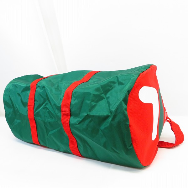 実際に弊社で買取させて頂いたFILA/フィラ 90s ドラムバック ボストンバッグ　グリーン/レッドの画像 2枚目