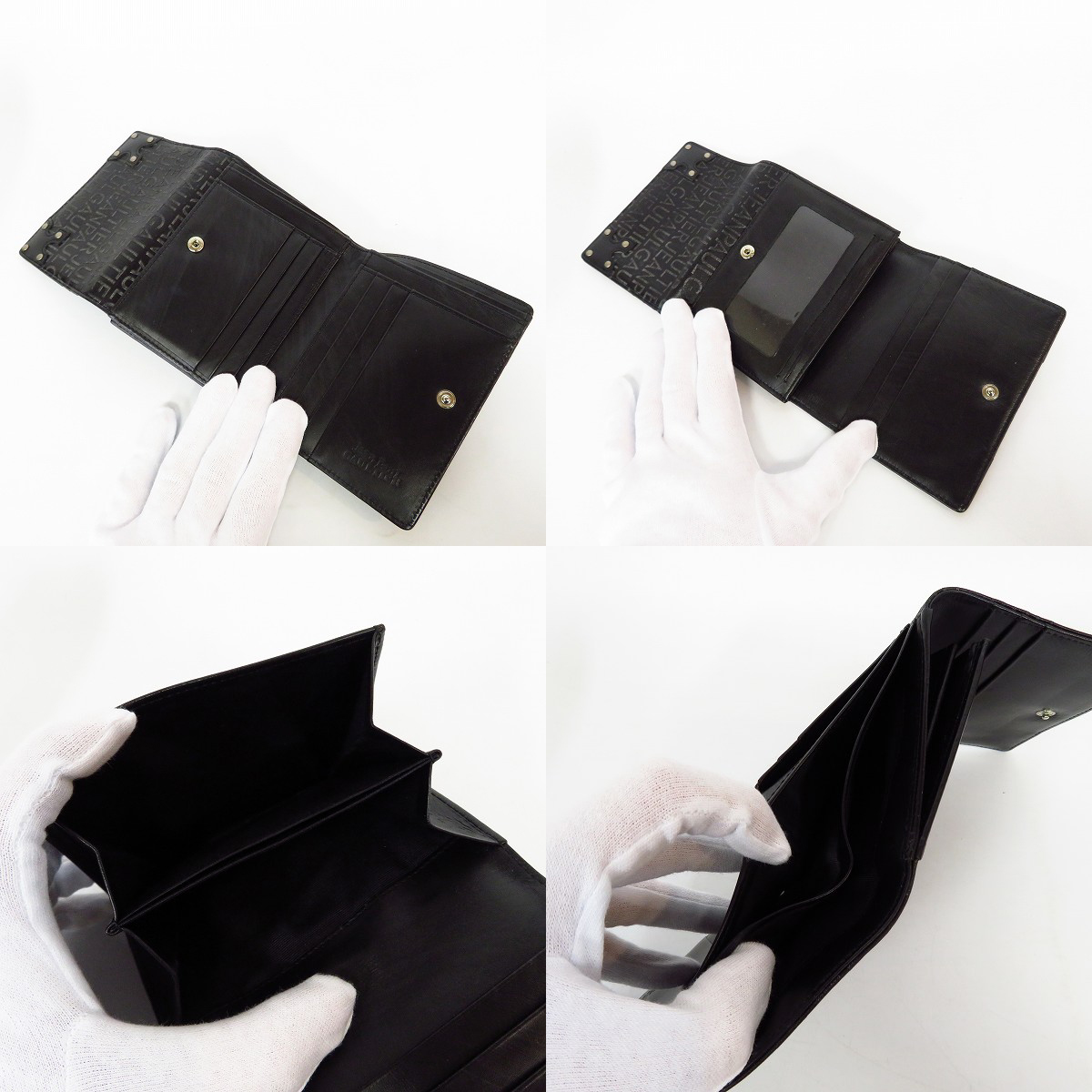 実際に弊社で買取させて頂いたJean Paul GAULTIER/ジャンポールゴルチェ レザー 二つ折り財布/ウォレットの画像 5枚目