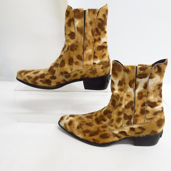 実際に弊社で買取させて頂いたBACKBONE/バックボーン レオパード ハラコ サイドゴアブーツ/41の画像 3枚目
