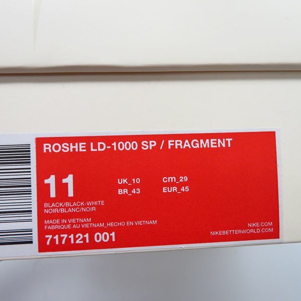 実際に弊社で買取させて頂いたNIKE×FRAGMENT DESIGN/ナイキ×フラグメントデザイン ROSHE LD-1000 SP/ローシ 717121-001/29の画像 9枚目