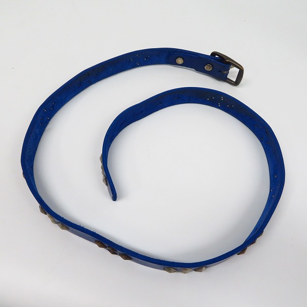 実際に弊社で買取させて頂いたHTC/Hollywood Trading Company/エイチティーシー スタッズ レザーベルト ブルー/青 Size：36の画像 6枚目