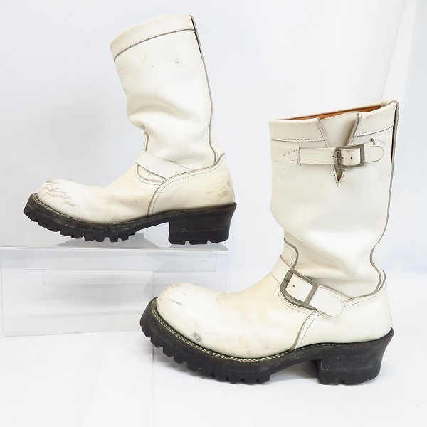 実際に弊社で買取させて頂いたBACKBONE/バックボーン レザーエンジニアブーツ ホワイト size：41 の画像 3枚目