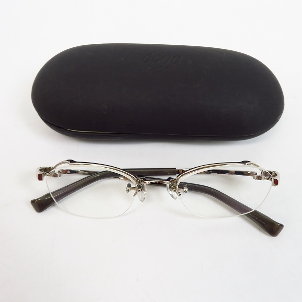 実際に弊社で買取させて頂いた999.9/フォーナインズ メガネフレーム O-32T オーバル型/シルバーの画像 8枚目