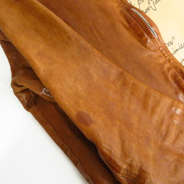 実際に弊社で買取させて頂いたBACKLASH/バックラッシュ 牛革/ドイツカーフ製品染め シングルライダースジャケット 1221-01/2の画像 5枚目