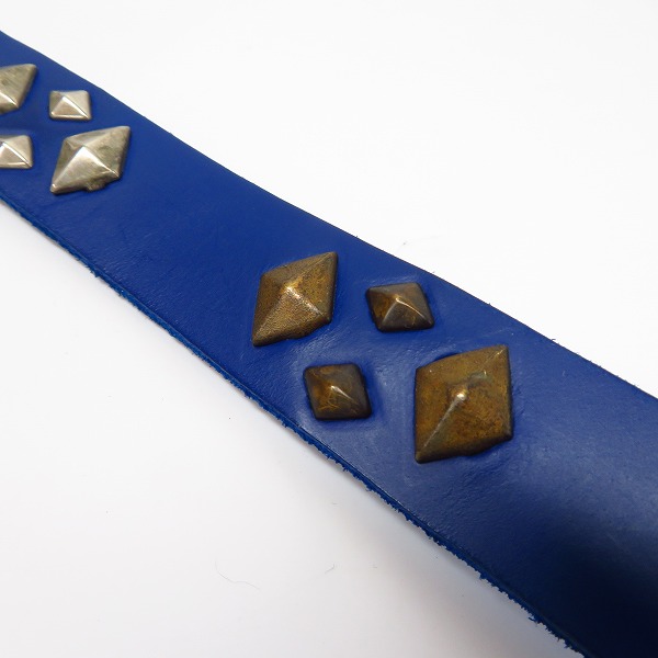 実際に弊社で買取させて頂いたHTC/Hollywood Trading Company/エイチティーシー スタッズ レザーベルト ブルー/青 Size：36の画像 4枚目