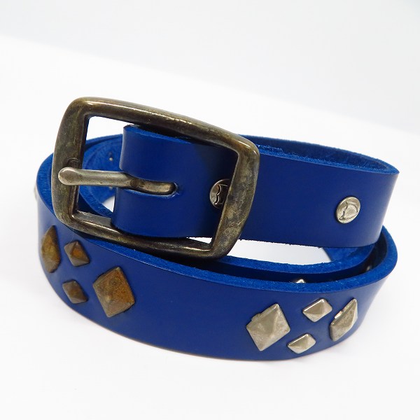 実際に弊社で買取させて頂いたHTC/Hollywood Trading Company/エイチティーシー スタッズ レザーベルト ブルー/青 Size：36