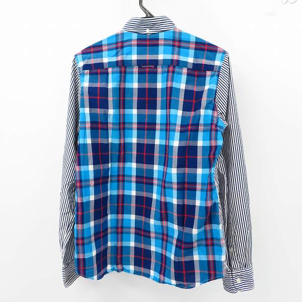 実際に弊社で買取させて頂いたuniform experiment/ユニフォームエクスペリメント 14SS 袖チェック切替ストライプシャツ UE-140071/1の画像 1枚目