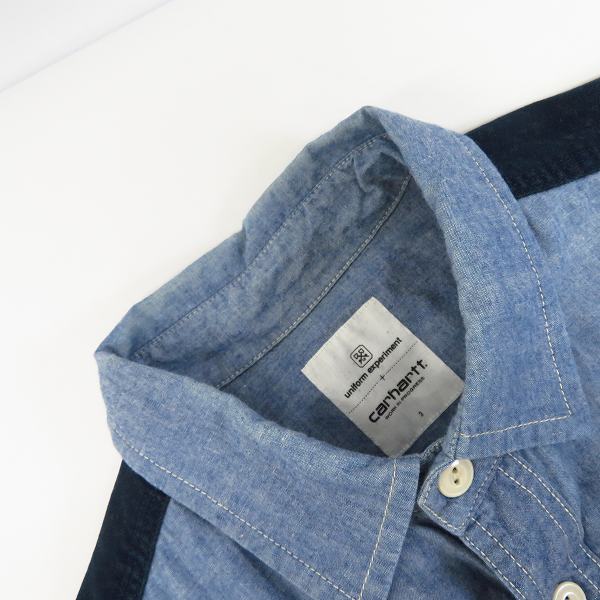実際に弊社で買取させて頂いたuniform experiment×Carhartt/ユニフォームエクスペリメント×カーハート シャンブレーシャツ UE-130132 3の画像 4枚目
