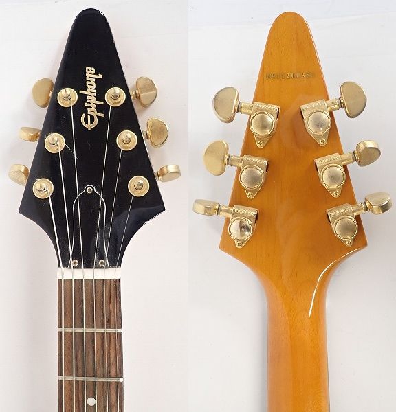実際に弊社で買取させて頂いた★Epiphone/エピフォン 1958 Korina Flying V/コリーナ フライング V ソフトケース付の画像 2枚目