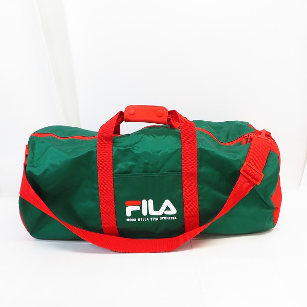 実際に弊社で買取させて頂いたFILA/フィラ 90s ドラムバック ボストンバッグ　グリーン/レッド