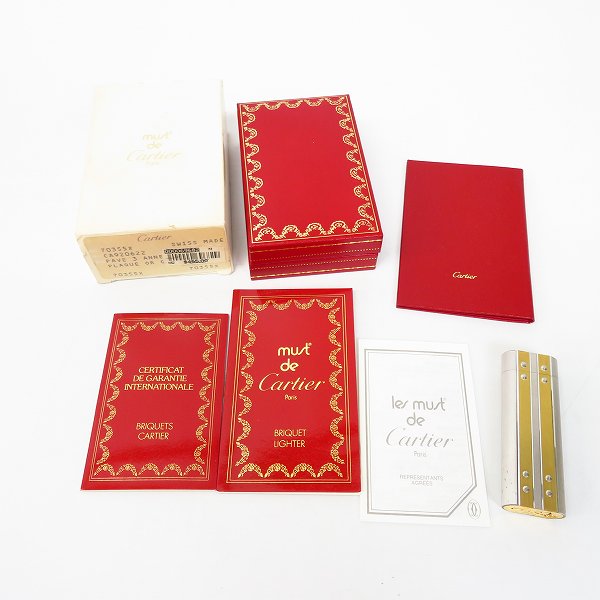 実際に弊社で買取させて頂いたCartier/カルティエ ローラーガスライター シルバー×ゴールド ストライプの画像 4枚目