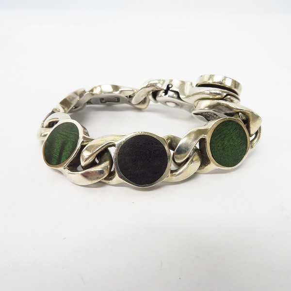 実際に弊社で買取させて頂いた【ギャラ付き】STANLEY GUESS/スタンリーゲス ラウンドウッド インレイ リンククリップ ブレスレットの画像 1枚目