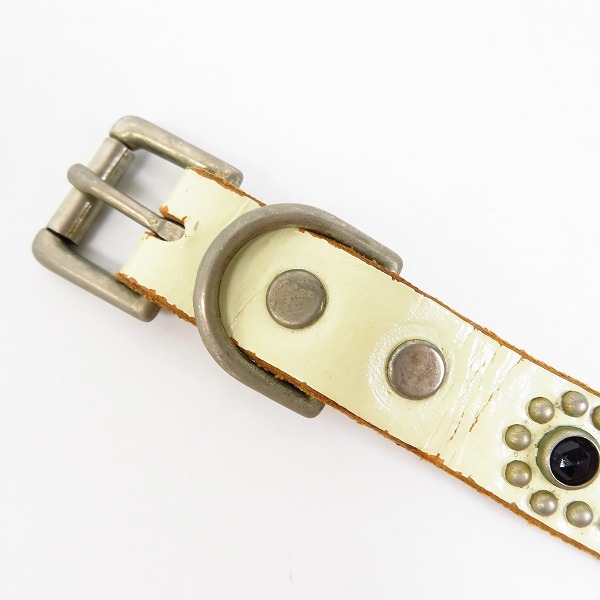 実際に弊社で買取させて頂いたHTC/Hollywood Trading Company/エイチティーシー レザーベルト スリム スタッズ/ストーン ホワイトの画像 1枚目