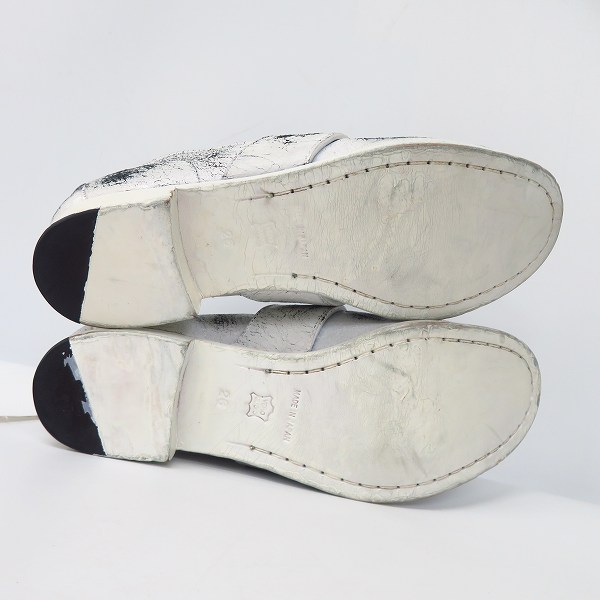 実際に弊社で買取させて頂いたISAMU KATAYAMA BACKLASH/バックラッシュ クラック加工 レザーローファー ホワイト 620-01 26.0の画像 2枚目