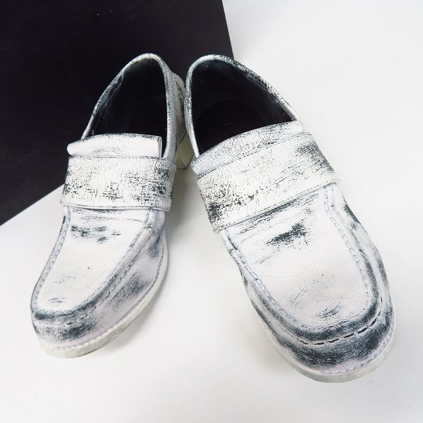 実際に弊社で買取させて頂いたISAMU KATAYAMA BACKLASH/バックラッシュ クラック加工 レザーローファー ホワイト 620-01 26.0