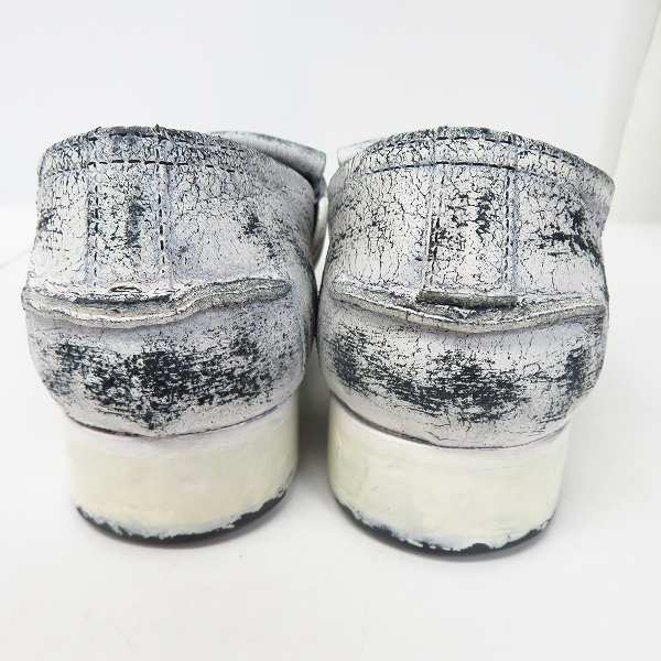 実際に弊社で買取させて頂いたISAMU KATAYAMA BACKLASH/バックラッシュ クラック加工 レザーローファー ホワイト 620-01 26.0の画像 1枚目