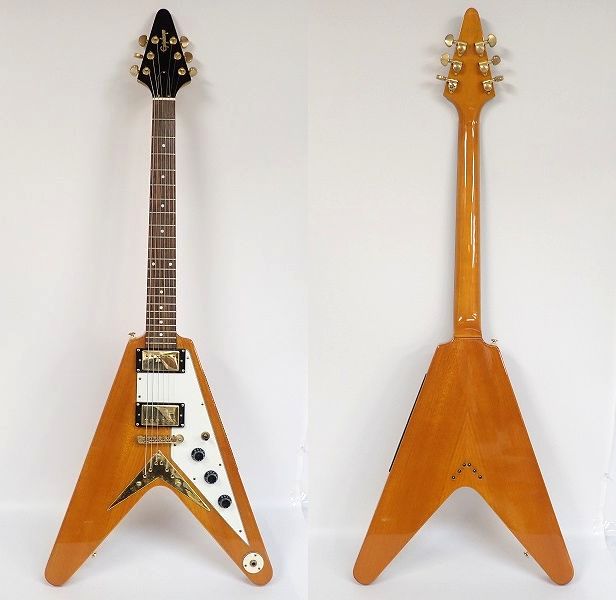 実際に弊社で買取させて頂いた★Epiphone/エピフォン 1958 Korina Flying V/コリーナ フライング V ソフトケース付の画像 1枚目