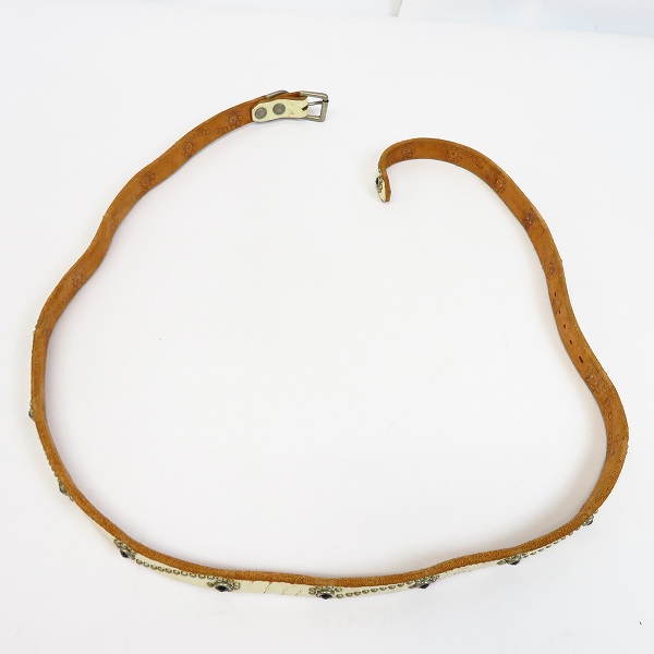 実際に弊社で買取させて頂いたHTC/Hollywood Trading Company/エイチティーシー レザーベルト スリム スタッズ/ストーン ホワイトの画像 6枚目