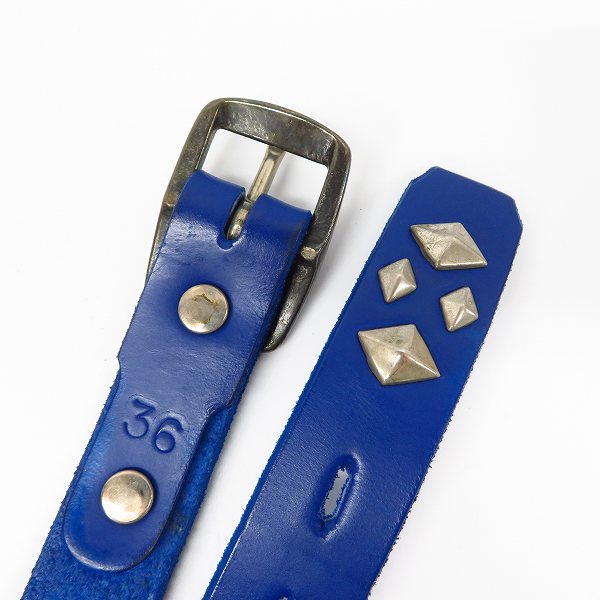 実際に弊社で買取させて頂いたHTC/Hollywood Trading Company/エイチティーシー スタッズ レザーベルト ブルー/青 Size：36の画像 2枚目