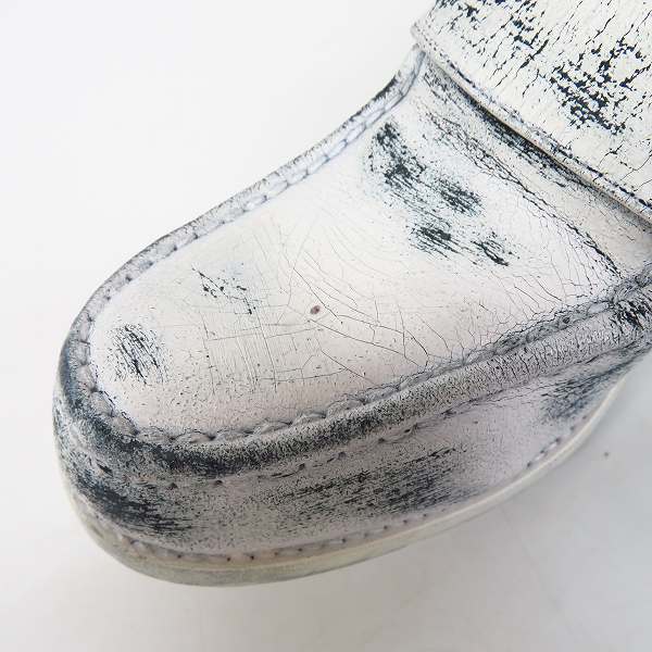 実際に弊社で買取させて頂いたISAMU KATAYAMA BACKLASH/バックラッシュ クラック加工 レザーローファー ホワイト 620-01 26.0の画像 6枚目