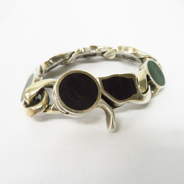 実際に弊社で買取させて頂いた【ギャラ付き】STANLEY GUESS/スタンリーゲス ラウンドウッド インレイ リンククリップ ブレスレットの画像 2枚目