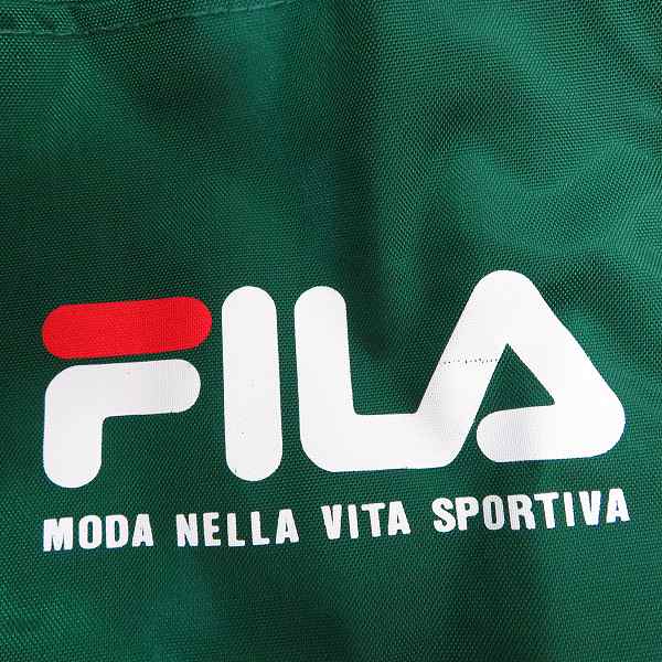 実際に弊社で買取させて頂いたFILA/フィラ 90s ドラムバック ボストンバッグ　グリーン/レッドの画像 4枚目