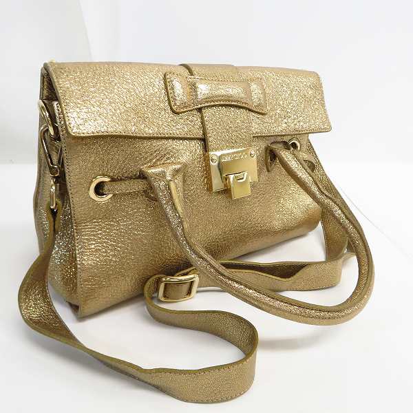 実際に弊社で買取させて頂いたJIMMY CHOO/ジミーチュウ ロゴプレート ロザリー レザーハンドバッグ ゴールド