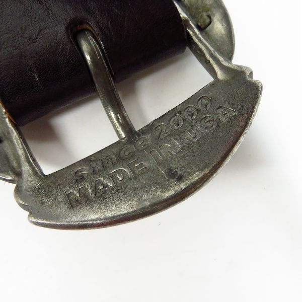 実際に弊社で買取させて頂いたHTC/Hollywood Trading Company/エイチティーシー レザーベルト レザー切り替え スタッズ/ストーン ブラウン系の画像 4枚目