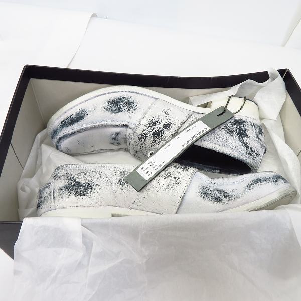 実際に弊社で買取させて頂いたISAMU KATAYAMA BACKLASH/バックラッシュ クラック加工 レザーローファー ホワイト 620-01 26.0の画像 7枚目